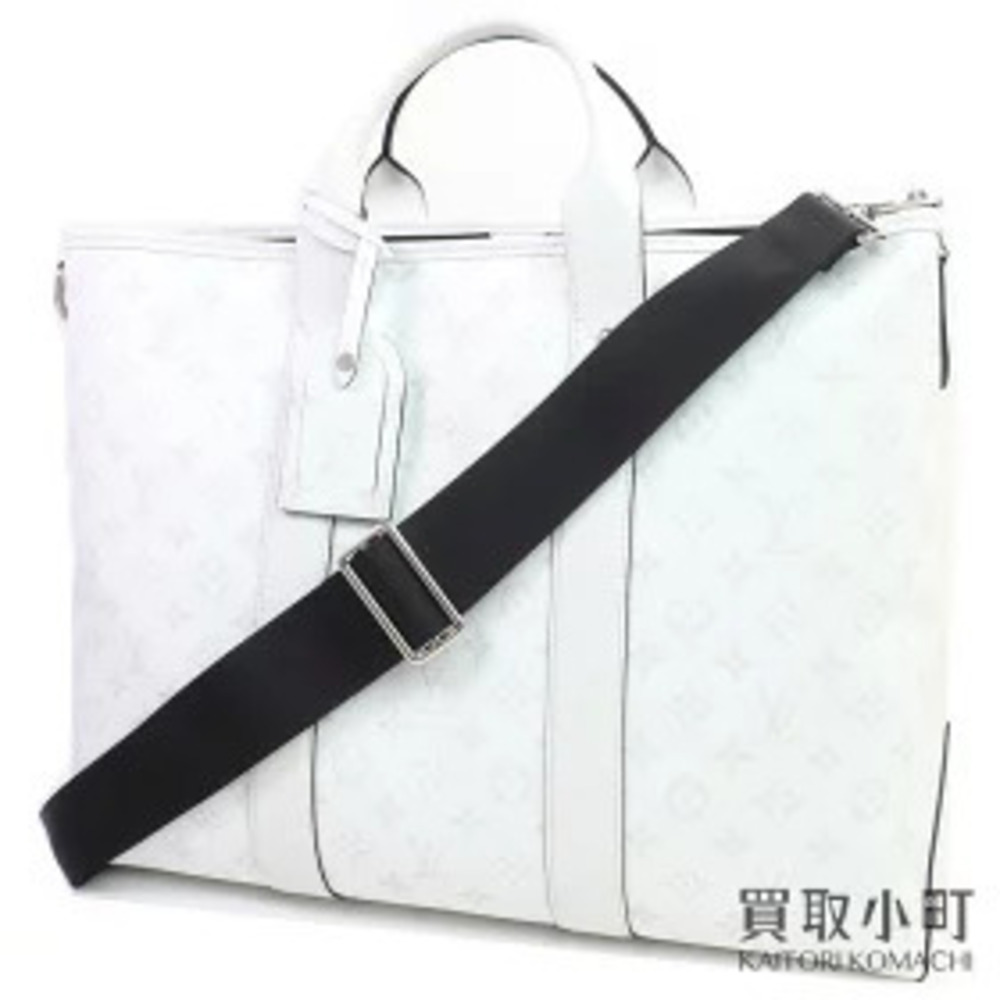 Louis Vuitton Weekend Tote NM Optic White Taiga Leather Shoulder Bag LV